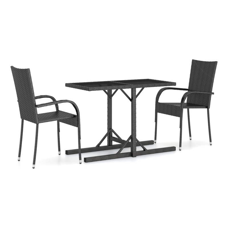 Afuera Living Contemporary Polyethylene Rattan Dining Set in Black