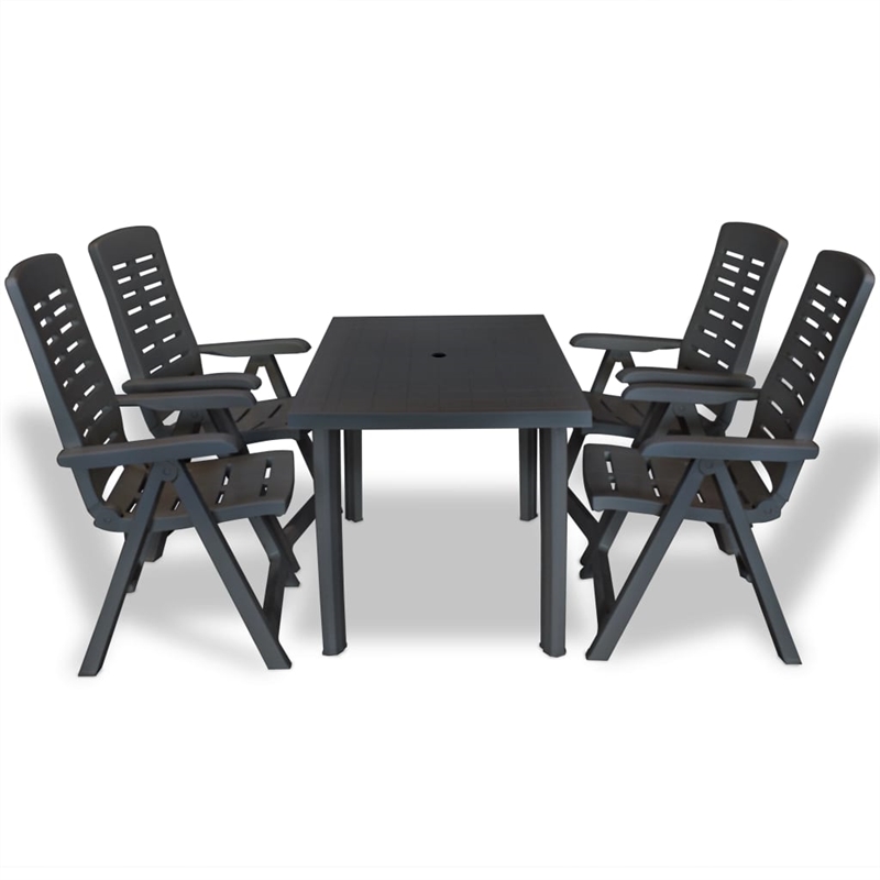 Afuera Living Anthracite Plastic Standard Foldable Outdoor Dining Set