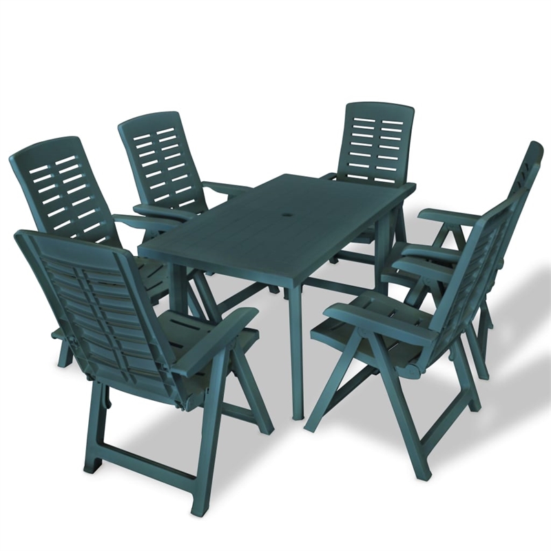 Afuera Living Green Durable Plastic Standard Foldable Outdoor Dining Set