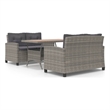Afuera Living Contemporary Synthetic Poly Rattan 3 Piece Dining Set in Gray