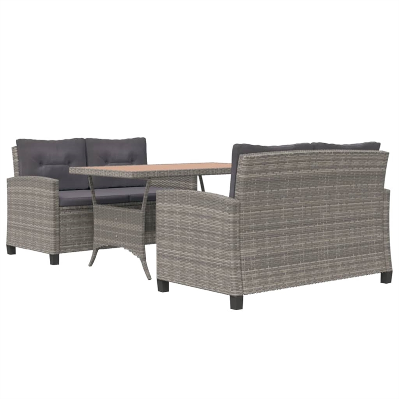 Afuera Living Contemporary Synthetic Poly Rattan 3 Piece Dining Set in Gray