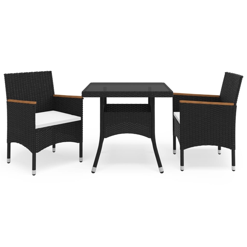 Afuera Living Contemporary Synthetic Poly Rattan Dining Set in Black and Brown