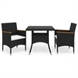 Afuera Living Contemporary Synthetic Poly Rattan Dining Set in Black and Brown
