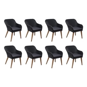 Afuera Living Contemporary Solid Wood Dining Set in Black/Dark Gray