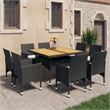 Afuera Living Contemporary Synthetic Poly Rattan Dining Set in Black and Cream