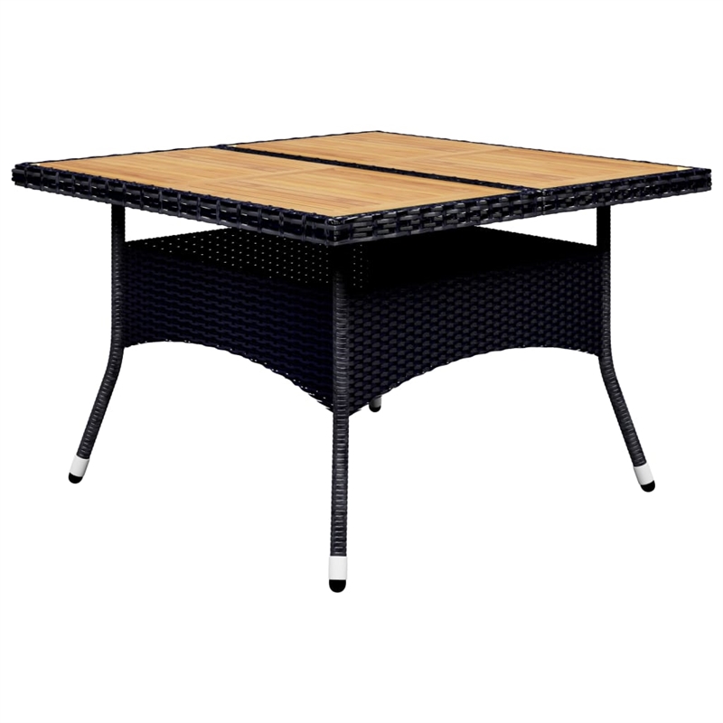 Afuera Living Contemporary Synthetic Poly Rattan Dining Set in Black and Cream