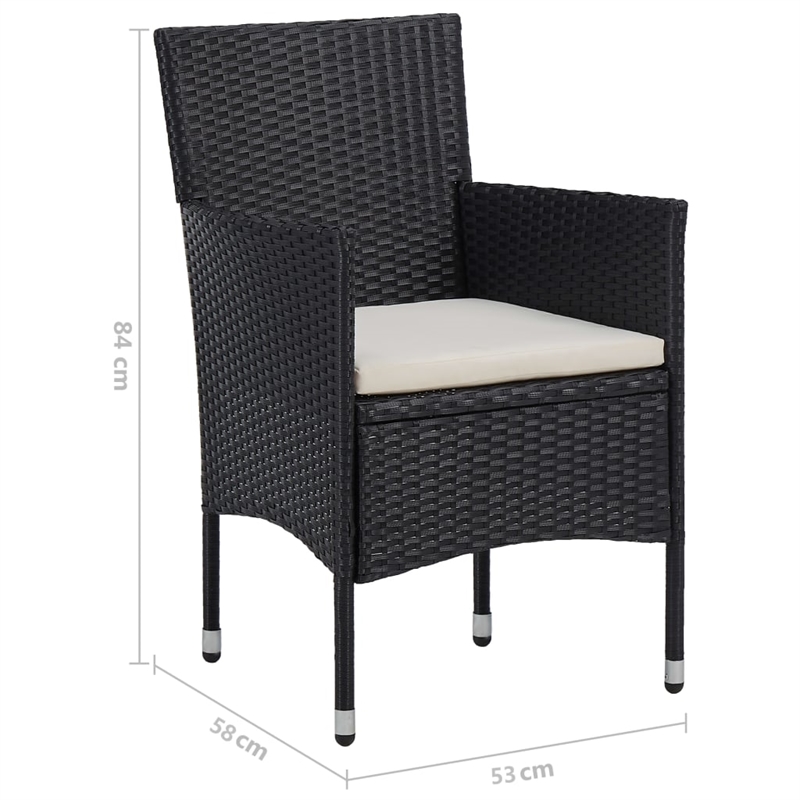 Afuera Living Contemporary Synthetic Poly Rattan Dining Set in Black and Brown