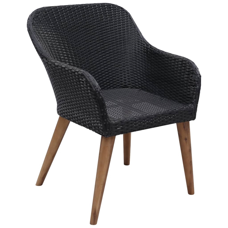 Afuera Living Contemporary Synthetic Poly Rattan Dining Set in Black/Dark Gray
