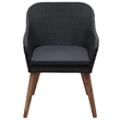 Afuera Living Contemporary Synthetic Poly Rattan Dining Set in Black/Dark Gray