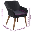 Afuera Living Contemporary Synthetic Poly Rattan Dining Set in Black/Dark Gray