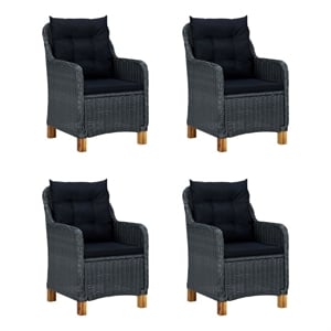 Afuera Living Contemporary Solid Wood Dining Set in Dark Gray/Black