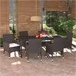 Afuera Living Contemporary Synthetic Poly Rattan PE Rattan Dining Set in Brown