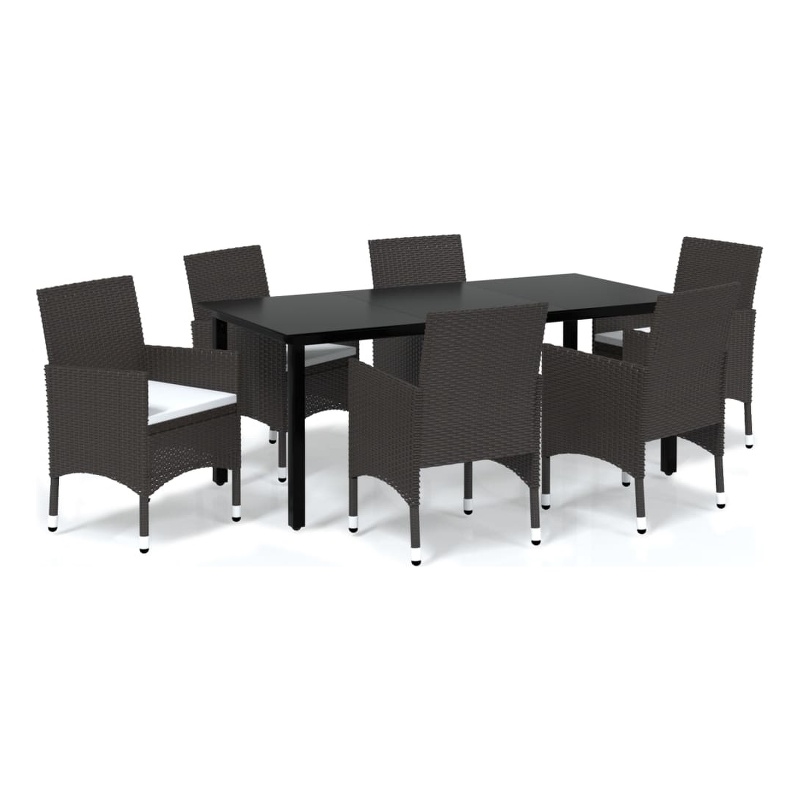 Afuera Living Contemporary Synthetic Poly Rattan PE Rattan Dining Set in Brown