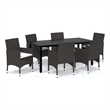 Afuera Living Contemporary Synthetic Poly Rattan PE Rattan Dining Set in Brown