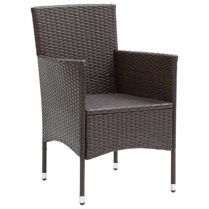 Afuera Living Contemporary Synthetic Poly Rattan PE Rattan Dining Set in Brown