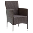 Afuera Living Contemporary Synthetic Poly Rattan PE Rattan Dining Set in Brown