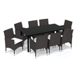 Afuera Living Contemporary Synthetic Poly Rattan PE Rattan Dining Set in Brown