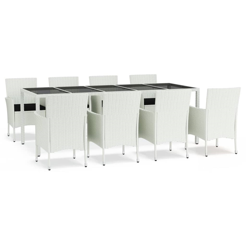 Afuera Living Contemporary Synthetic Poly Rattan Garden Dining Set White/Black