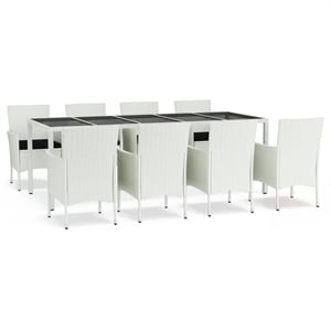 Afuera Living Contemporary Synthetic Poly Rattan Garden Dining Set White/Black
