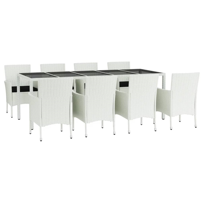 Afuera Living Contemporary Synthetic Poly Rattan Garden Dining Set White/Black