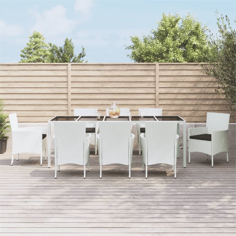 Afuera Living Contemporary Synthetic Poly Rattan Garden Dining Set White/Black