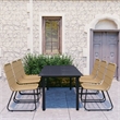 Afuera Living Contemporary Poly Rattan Dining Set in Oak/Black