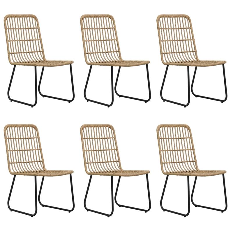 Afuera Living Contemporary Poly Rattan Dining Set in Oak/Black