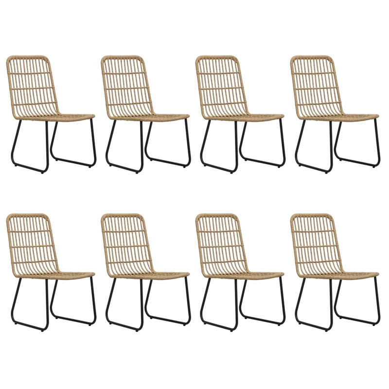 Afuera Living Contemporary Poly Rattan Dining Set in Oak/Black
