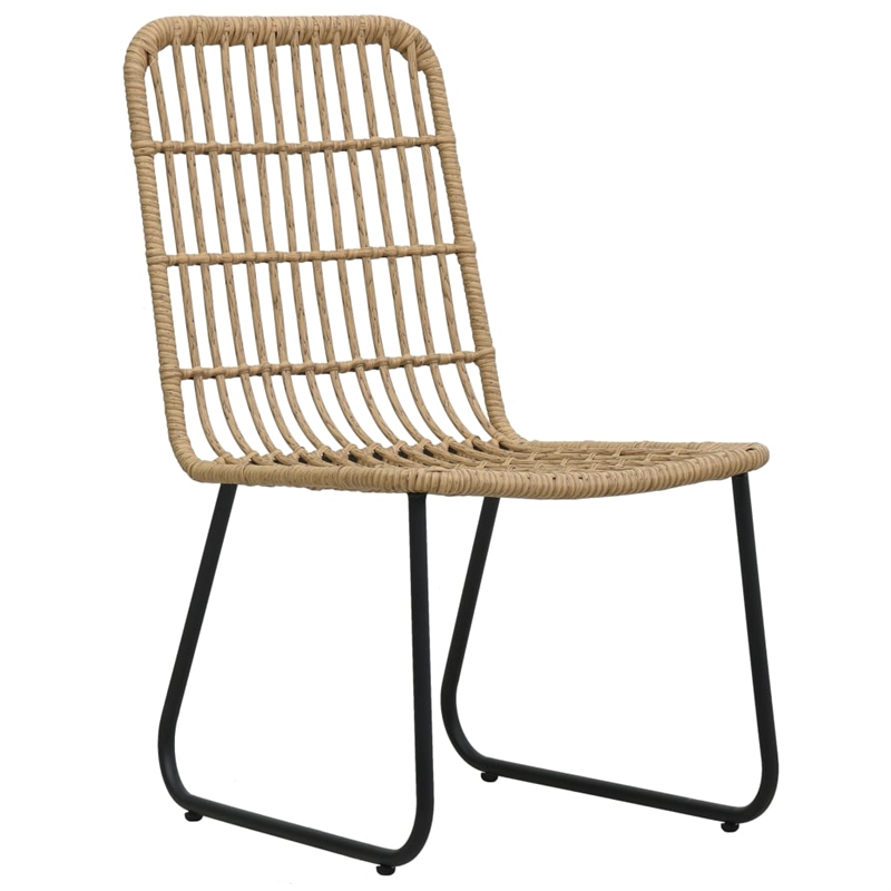 Afuera Living Contemporary Poly Rattan Dining Set in Oak/Black