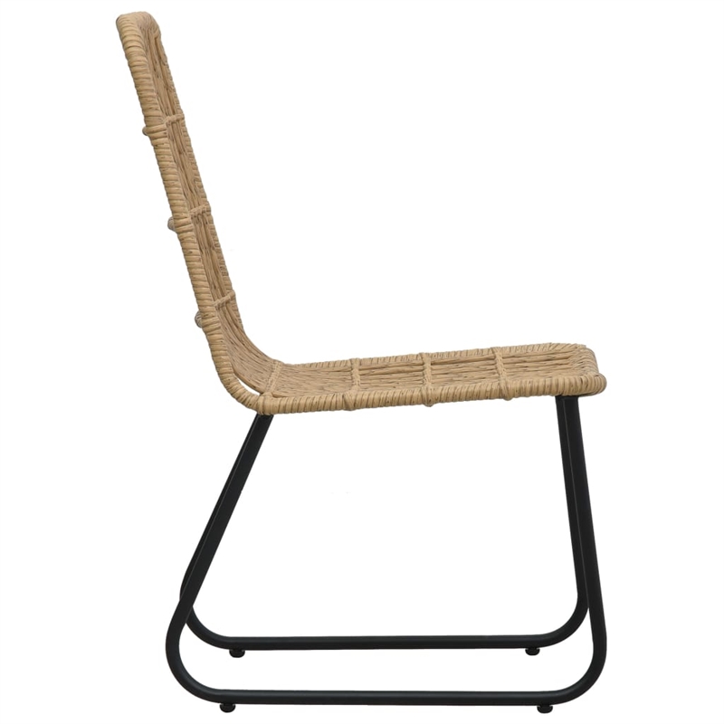 Afuera Living Contemporary Poly Rattan Dining Set in Oak/Black