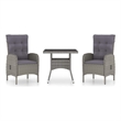 Afuera Living Contemporary Poly Rattan 3-Piece Garden Dining Set in Gray