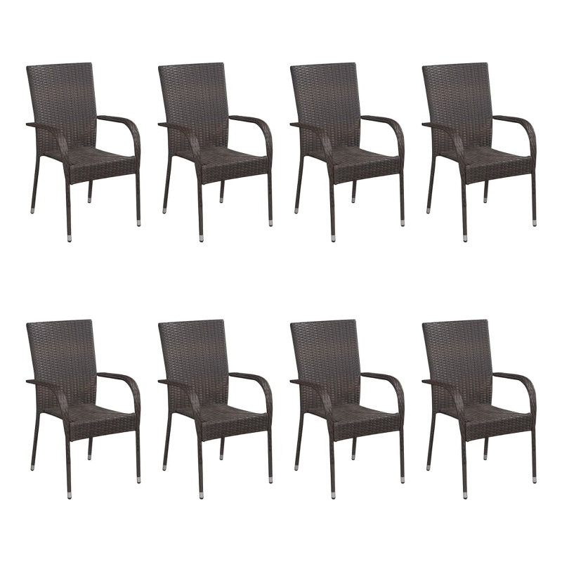 Afuera Living Contemporary PE Rattan Large Stackable Dining Set in Brown