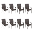 Afuera Living Contemporary PE Rattan Large Stackable Dining Set in Brown