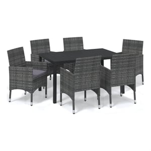 Afuera Living Contemporary Poly Rattan & Steel Medium Dining Set in Gray