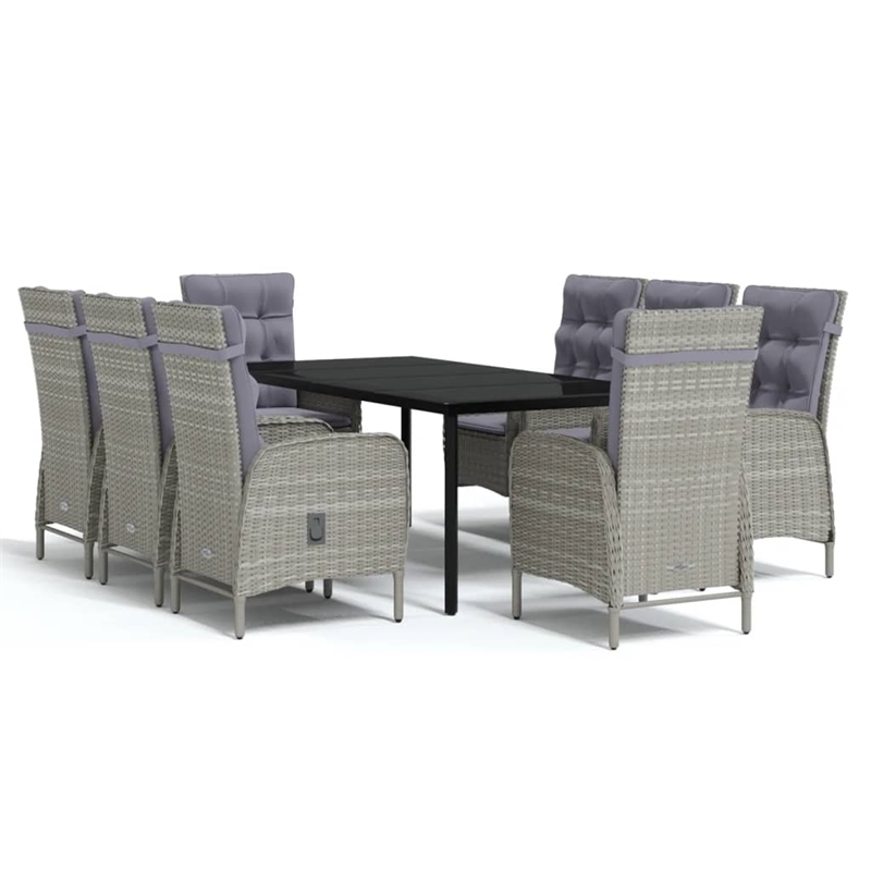 Afuera Living Contemporary PE Rattan Ergonomic Garden Dining Set in Gray