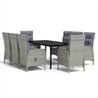 Afuera Living Contemporary PE Rattan Ergonomic Garden Dining Set in Gray