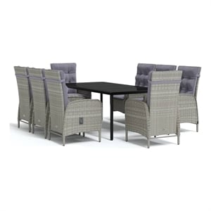 Afuera Living Contemporary PE Rattan Ergonomic Garden Dining Set in Gray