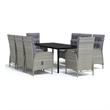 Afuera Living Contemporary PE Rattan Ergonomic Garden Dining Set in Gray