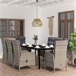 Afuera Living Contemporary PE Rattan Ergonomic Garden Dining Set in Gray