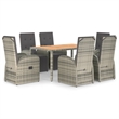 Afuera Living Contemporary Poly Rattan 7 Piece Garden Dining Set in Gray