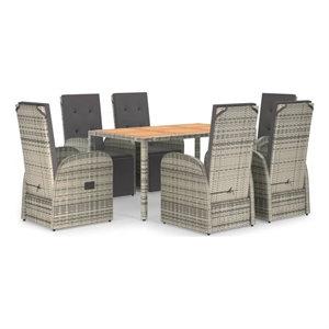 Afuera Living Contemporary Poly Rattan 7 Piece Garden Dining Set in Gray
