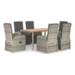 Afuera Living Contemporary Poly Rattan 7 Piece Garden Dining Set in Gray