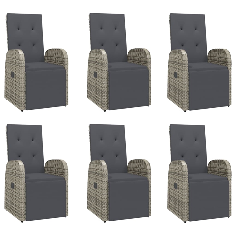 Afuera Living Contemporary Poly Rattan 7 Piece Garden Dining Set in Gray