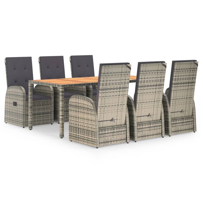 Afuera Living Contemporary Poly Rattan 7 Piece Garden Dining Set in Gray