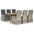 Afuera Living Contemporary Poly Rattan 7 Piece Garden Dining Set in Gray