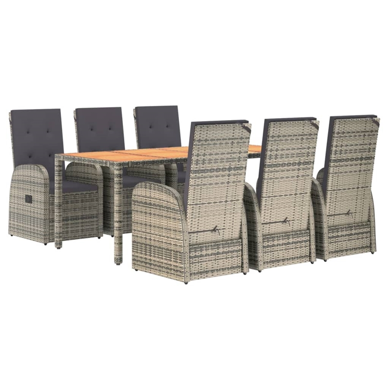 Afuera Living Contemporary Poly Rattan 7 Piece Garden Dining Set in Gray