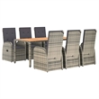 Afuera Living Contemporary Poly Rattan 7 Piece Garden Dining Set in Gray