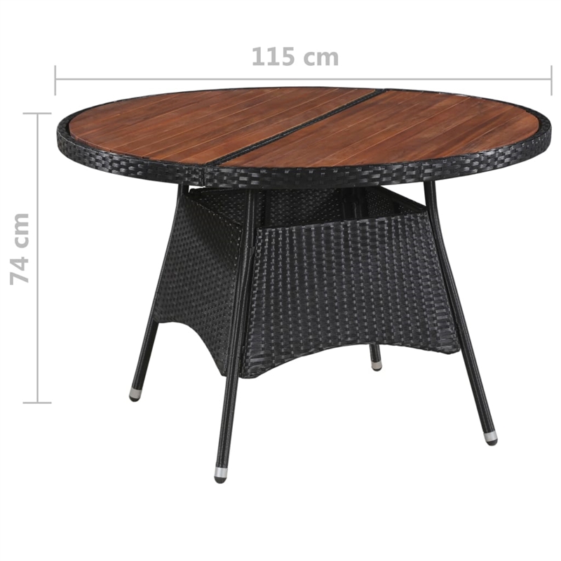 Afuera Living Contemporary Synthetic Poly Rattan Outdoor Dining Set in Black