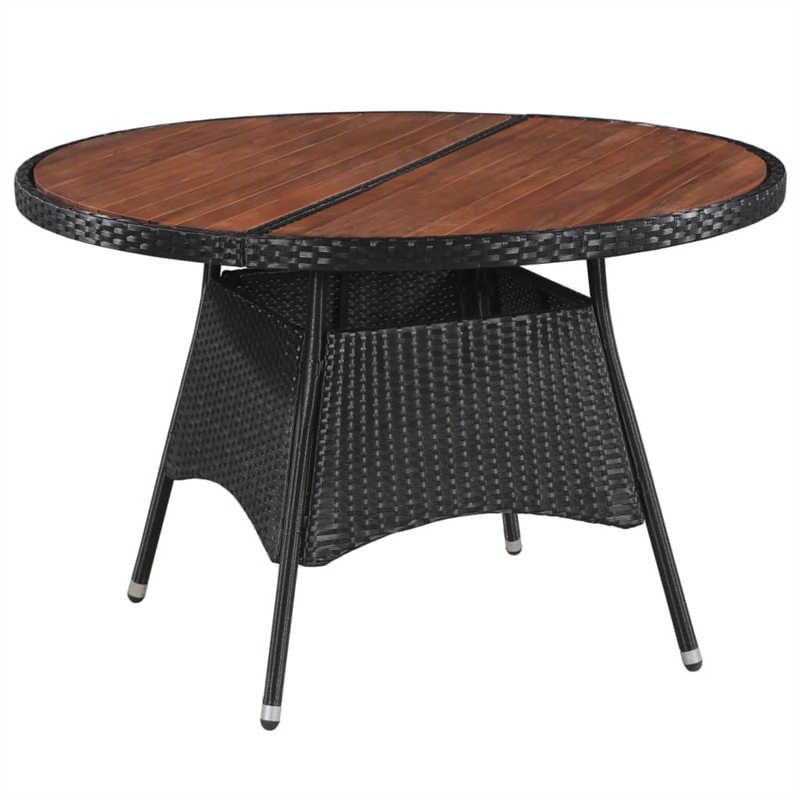 Afuera Living Contemporary Synthetic Poly Rattan Outdoor Dining Set in Black