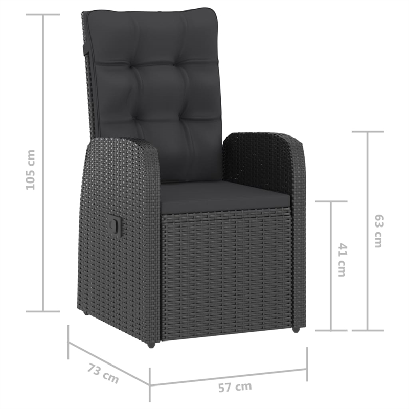 Afuera Living Contemporary Synthetic Poly Rattan Outdoor Dining Set in Black